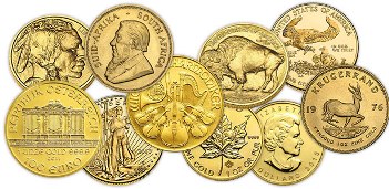 Various bullion gold coins