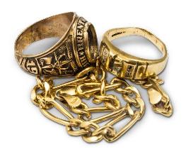 Gold scrap jewelry rings and chains