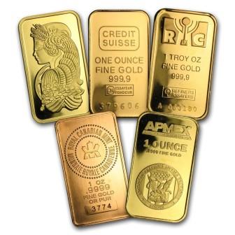 Various gold bullion bars