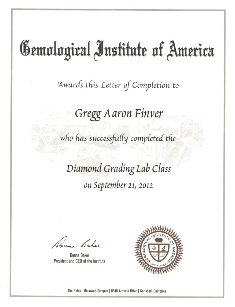 GIA diamond certificate