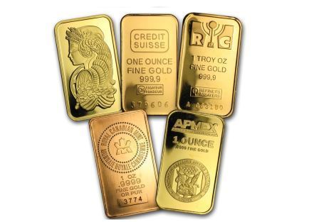 5 different 1 oz gold bars