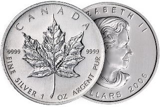 Canadian maple leaf silver coin
