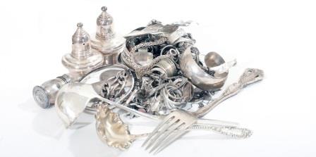 Various sterling silver scrap pieces of jewelry, flatware, and more